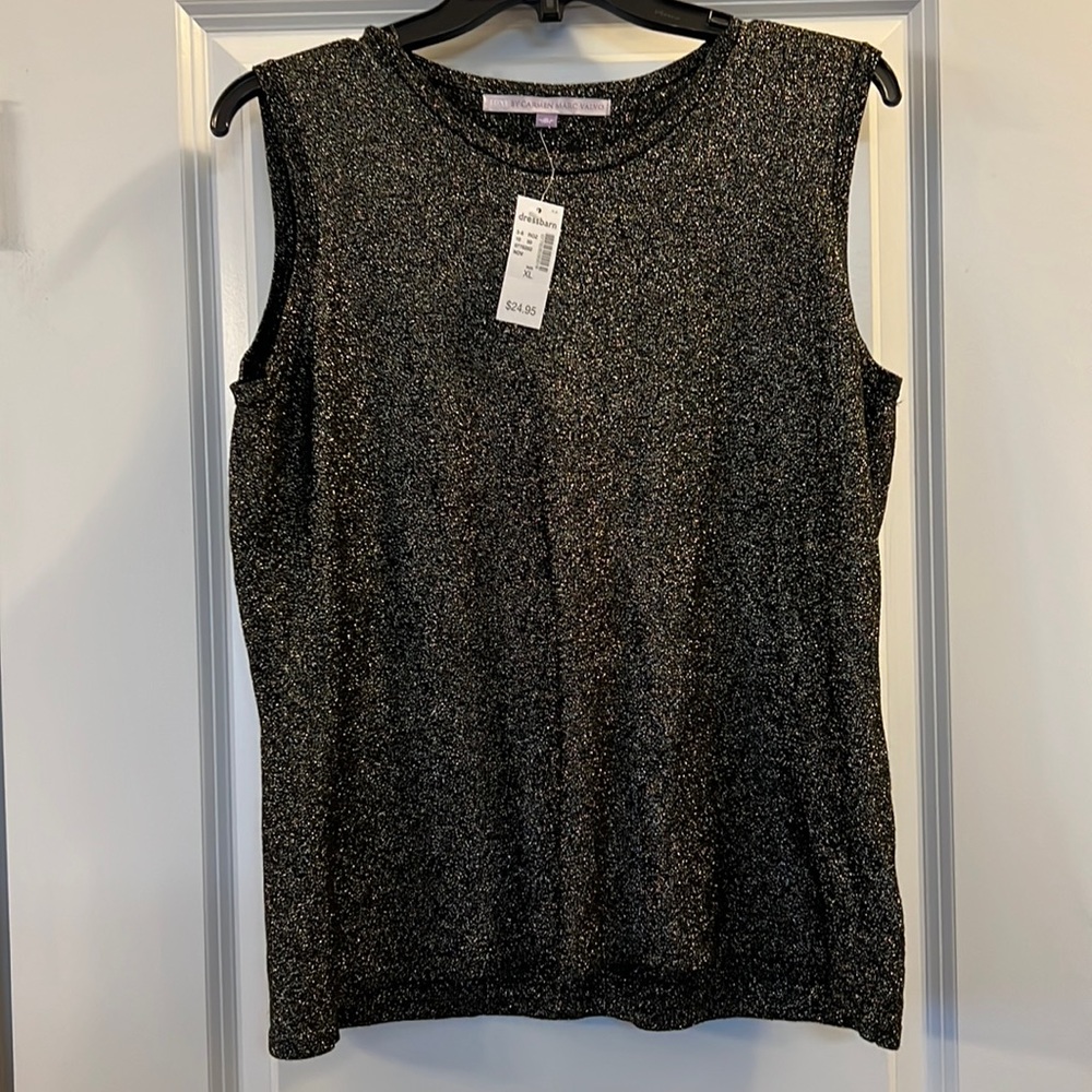 Black with sparkle sleeveless blouse